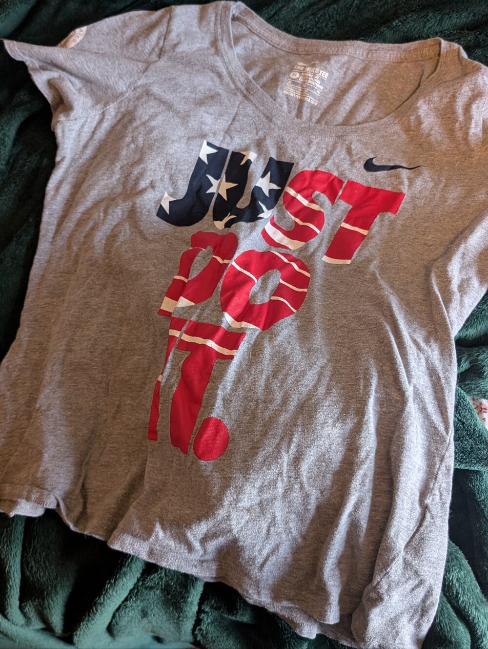 Nike Teens Gray Tee with Red & Blue 'Just Do It' Graphic